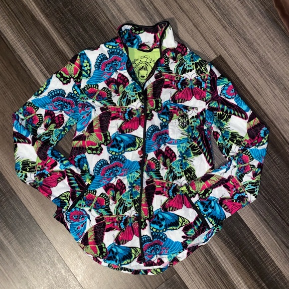Betsy Johnson Colorful butterfly Patterned Button-Up - Picture 1 of 8